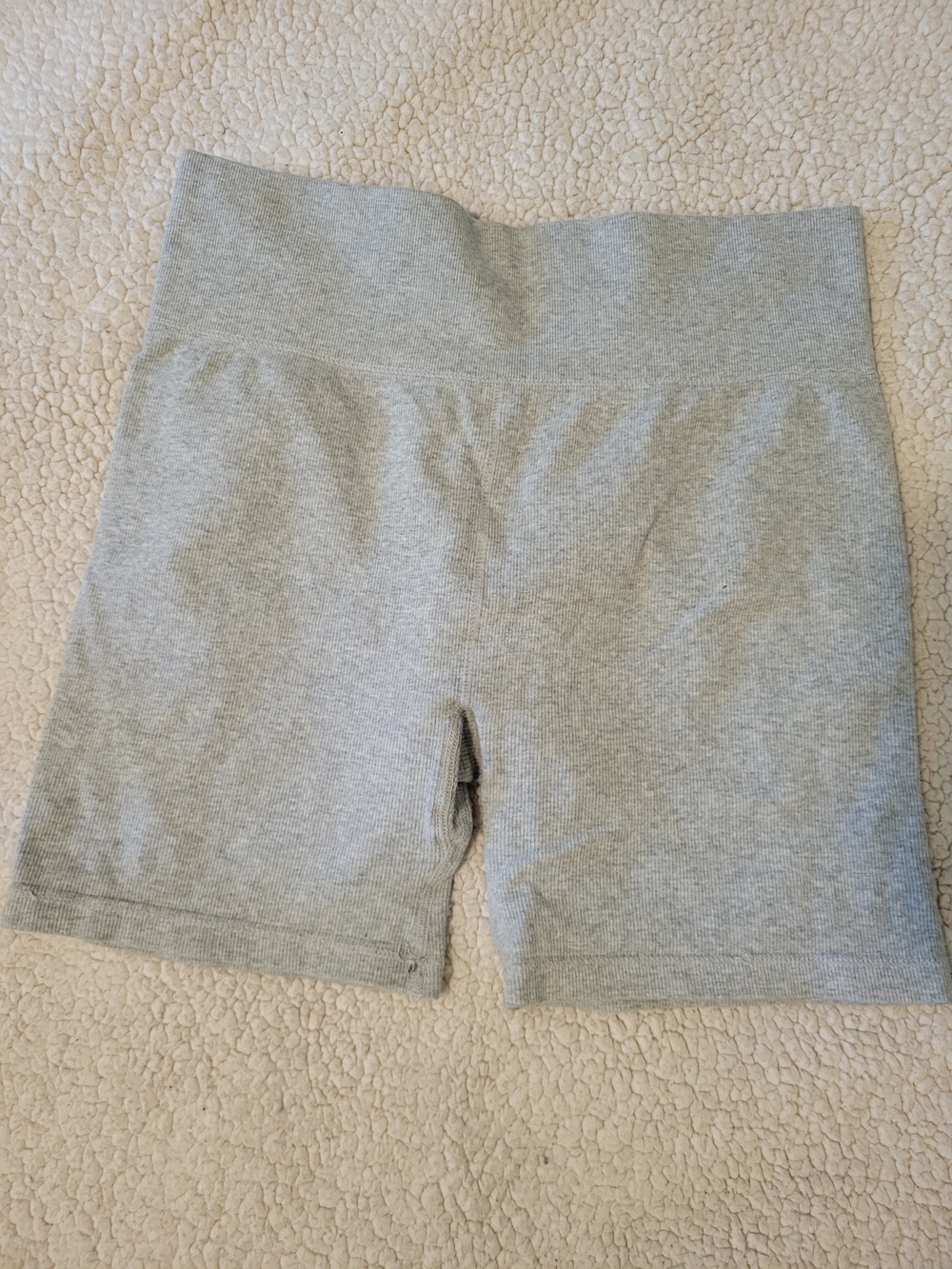 Forever 21 Light Gray Ribbed High-Rise Bike Shorts
